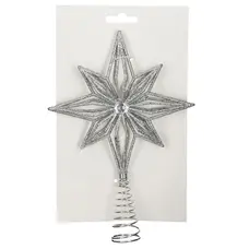 Ялинкова пластик верхівка Mica Decorations Зірка 20 см, пастель, срібляста