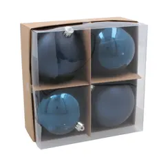 Ялинкові пластикові кульки Chomik комплект 4шт, Ø 10см, сині