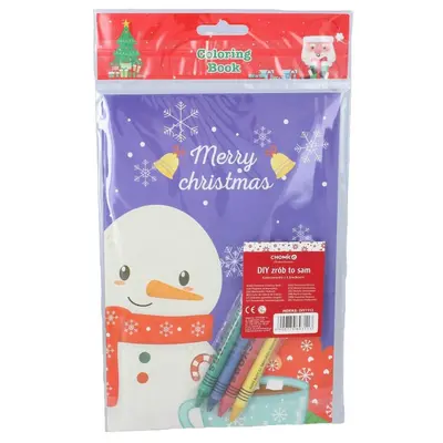 Розфарбовка різдвяна Chomik, фломастери 4шт, Сніговик з кавою