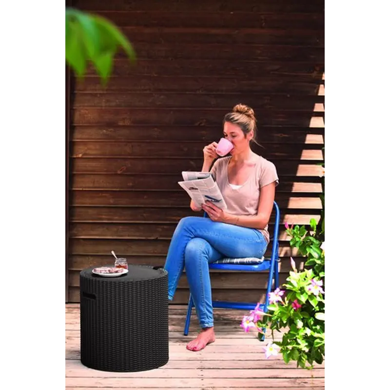 Стіл-скриня садова пластикова KETER COOL STOOL, коричнева Стіл-скриня садова пластикова KETER COOL STOOL, коричнева