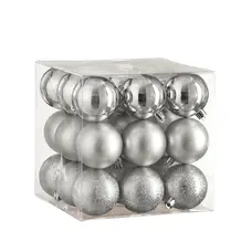 Ялинкові пластикові кульки "House of Seasons" комплект 27 шт, Ø 6 см, сріблясті