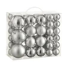 Ялинкові пластикові кульки "House of Seasons" комплект 46 шт, Ø 4/6/8 см, сріблясті