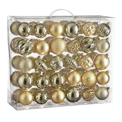 Ялинкові пластикові кульки і прикраси "House of Seasons" комплект 60 шт, Ø 7/6 см, шампань