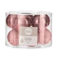 Ялинкові скляні кульки "House of Seasons" комплект 10 шт, Ø 6 см, рожеві