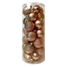 Ялинкові пластикові іграшки "Chomik" комплект 31 шт, Ø 3/4,5 см, рожево-пудрові