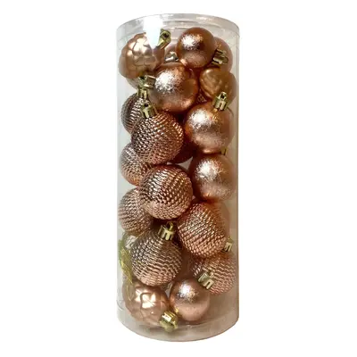 Ялинкові пластикові іграшки "Chomik" комплект 31 шт, Ø 3/4,5 см, рожево-пудрові