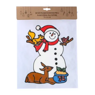 Наклейка новорічна "Сніговик з оленем" Chomik, 23х31 см