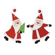 Підвіска новорічна "Санта" Chomik комплект 2 шт, 10 см, дерево червоно-білий