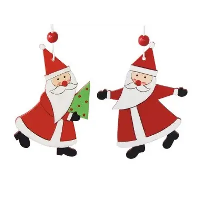 Підвіска новорічна "Санта" Chomik комплект 2 шт, 10 см, дерево червоно-білий