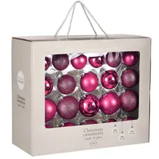 Ялинкові скляні кульки House of Seasons комплект 42шт, Ø 7/6/5 см, фуксія