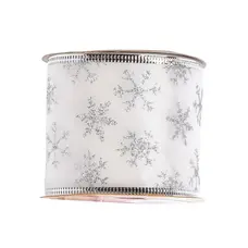 Стрічка декоративна з візерунком Jumi, 6.3 см х 2.7 м, срібляста