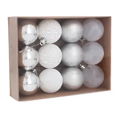 Ялинкові пластикові кульки Chomik комплект 12 шт, Ø 5см, сріблясті