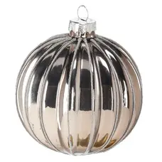 Ялинкова скляна кулька Chomik дзеркальна 8 см, вертикальний рельєф