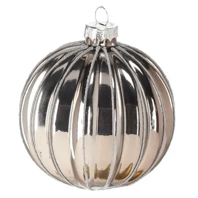 Ялинкова скляна кулька Chomik дзеркальна 8 см, вертикальний рельєф