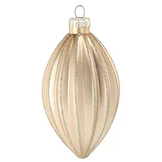 Ялинкова скляна прикраса Chomik шампань рельєфна 8 см, овал