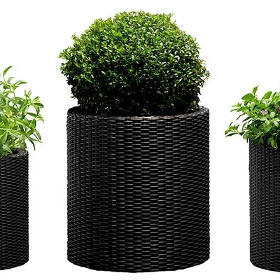 Набір горщиків для квітів Keter Cylinder Planter Set, сірий