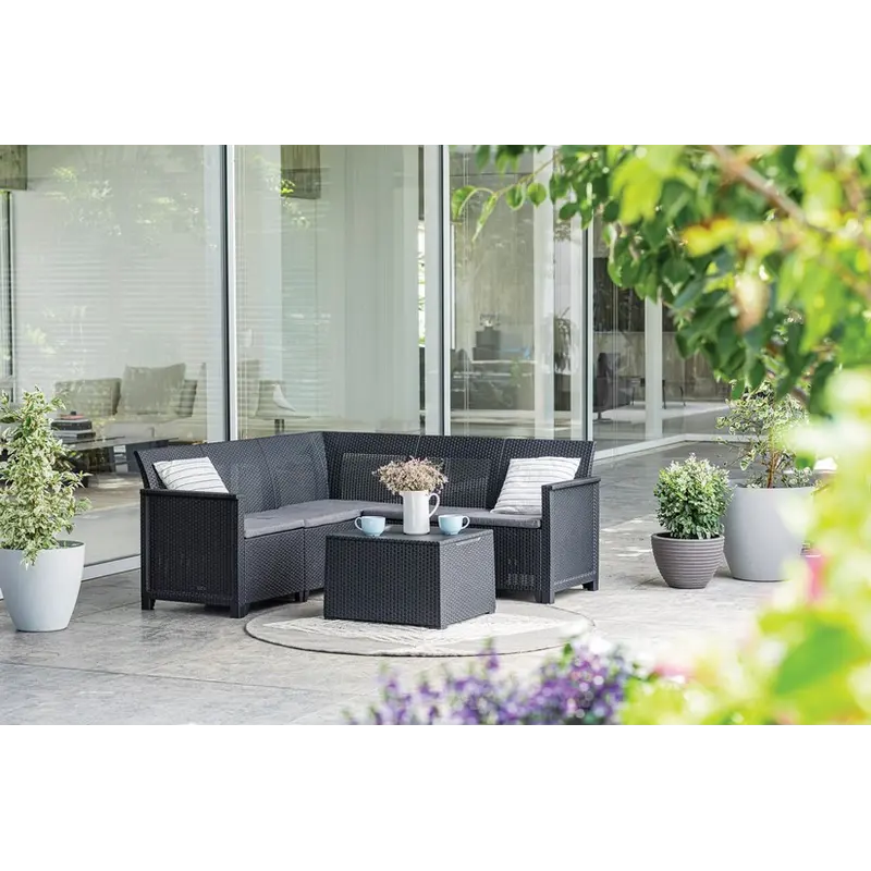 Комплект садових меблів Keter Emma 5 seater Corner, сірий Комплект садових меблів Keter Emma 5 seater Corner, сірий