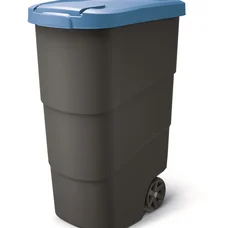 Бак для сміття Prosperplast Wheeler 90 л, антрацит, синя кришка