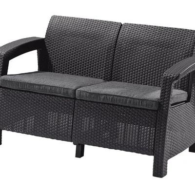 Диван пластиковий садовий Keter Corfu II Love seat, графіт