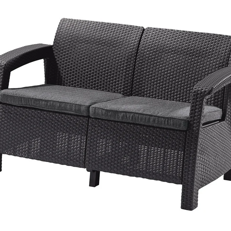 Диван пластиковий садовий Keter Corfu II Love seat, графіт