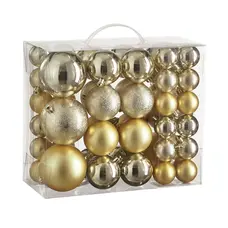 Ялинкові пластикові кульки "House of Seasons" комплект 46 шт, Ø 4/6/8 см, шампань