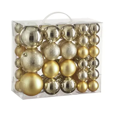 Ялинкові пластикові кульки "House of Seasons" комплект 46 шт, Ø 4/6/8 см, шампань