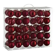 Ялинкові пластикові кульки і прикраси "House of Seasons" комплект 60 шт, Ø 7/6 см, бордові