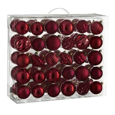 Ялинкові пластикові кульки і прикраси "House of Seasons" комплект 60 шт, Ø 7/6 см, бордові