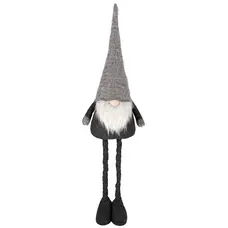 Фігурка новорічна "Гном" Jumi текстильний, 90/130 см, телескопічні ноги, сірий з білим