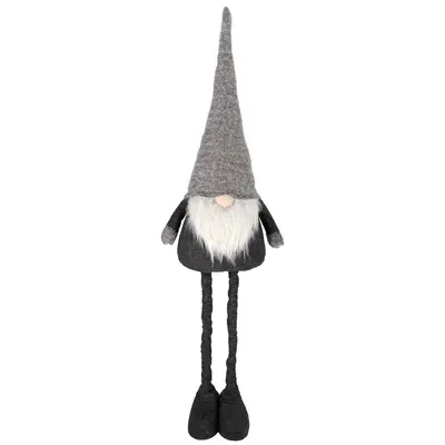Фігурка новорічна "Гном" Jumi текстильний, 90/130 см, телескопічні ноги, сірий з білим