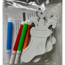 Прикраси для розфарбовування "Панчоха" Chomik, комплект 3 шт, 10 см та фломастери 4 шт