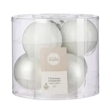 Ялинкові скляні кульки "House of Seasons" комплект 6 шт, Ø 8 см, білі