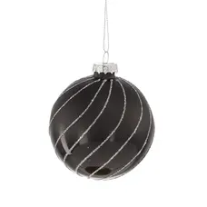 Ялинкова скляна кулька "Chomik" Ø 8 см, орнамент вертикальний, чорна