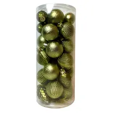 Ялинкові пластикові іграшки "Chomik" комплект 31 шт, Ø 3/4,5 см, оливкові