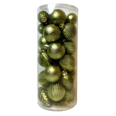 Ялинкові пластикові іграшки "Chomik" комплект 31 шт, Ø 3/4,5 см, оливкові