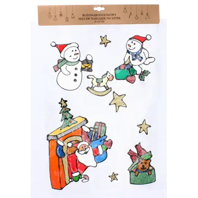 Наклейки новорічні декоративні "Санта в каміні" Chomik, 31х47 см