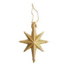 Прикраса-підвіска пластикова "Зірки" 9 см, комплект 4 шт, золоті