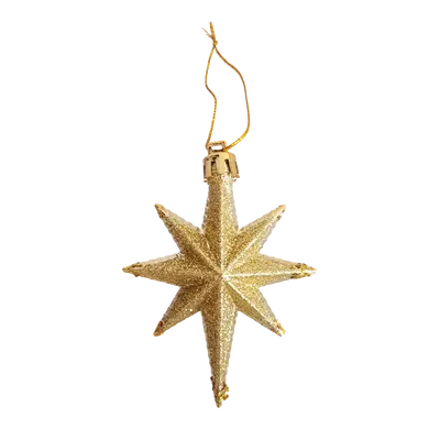 Прикраса-підвіска пластикова "Зірки" 9 см, комплект 4 шт, золоті
