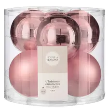 Ялинкові скляні кульки House of Seasons комплект 6 шт, Ø 8 см, рожеві