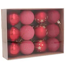 Ялинкові пластикові кульки Chomik комплект 12 шт, Ø 5см, червоні