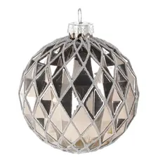 Ялинкова скляна кулька Chomik дзеркальна 8 см, рельєф ромб