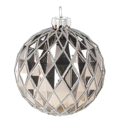 Ялинкова скляна кулька Chomik дзеркальна 8 см, рельєф ромб