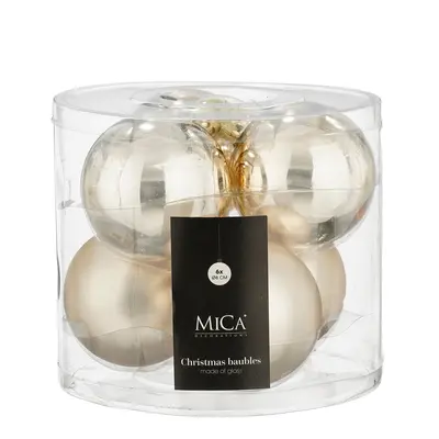 Ялинкові скляні кульки Mica Decorations компл. 6 шт, Ø 8, шампань