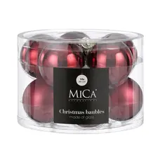 Ялинкові скляні кульки Mica Decorations компл. 10 шт, Ø 6 см, вишневі