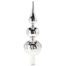 Верхівка на ялинку Chomik декорована 30 см, скло, срібна