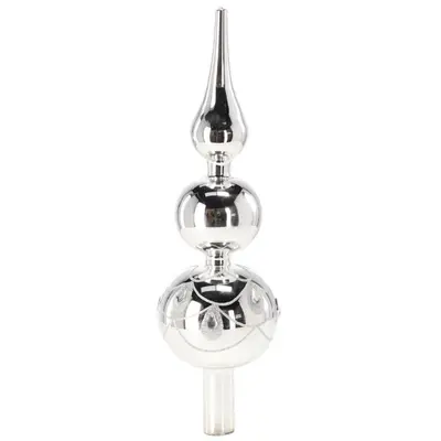 Верхівка на ялинку Chomik декорована 30 см, скло, срібна