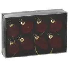 Ялинкові скляні прикраси Chomik комплект 8 шт, велюр покриття, бургунді