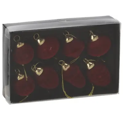 Ялинкові скляні прикраси Chomik комплект 8 шт, велюр покриття, бургунді