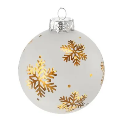 Ялинкова скляна кулька Chomik біла 8 см, візерунок в асортименті