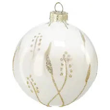 Ялинкова скляна прикраса Chomik біла, 8 см, нижній візерунок